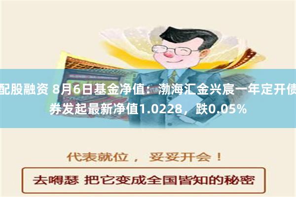 配股融资 8月6日基金净值：渤海汇金兴宸一年定开债券发起最新净值1.0228，跌0.05%