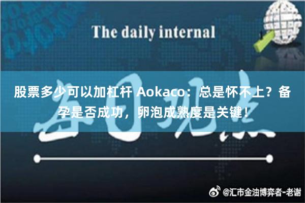 股票多少可以加杠杆 Aokaco：总是怀不上？备孕是否成功，卵泡成熟度是关键！