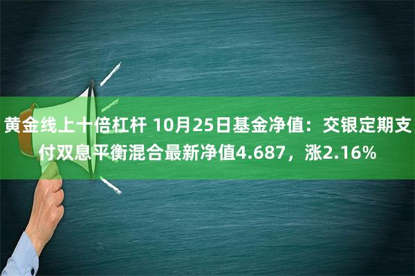 黄金线上十倍杠杆 10月25日基金净值：交银定期支付双息平衡混合最新净值4.687，涨2.16%